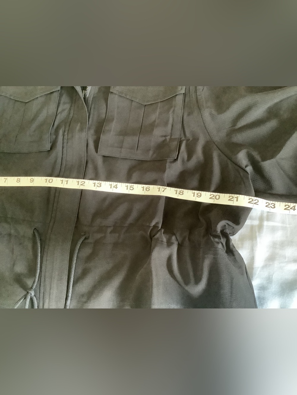 Women's Black Utility Jacket with Adjustable Drawcord Waist - Picture 4 of 7